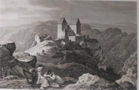 19世纪欧洲铜版画，拉贝内克城堡，详细信息见图3