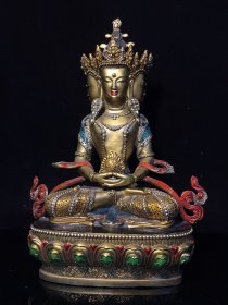 铜彩绘四面度母佛像