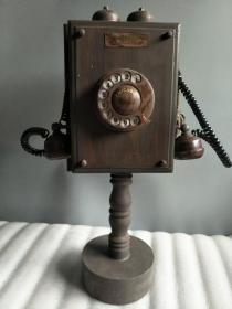 喊话拨号木头坐老电话机，正常使用，完整，尺寸如图