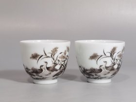 清雍正御製 珐琅彩芦雁杯