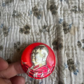 毛主席像章 庆祝九大，背面，毛主席万岁，伟大光荣正确的中国共产党万岁，沈阳，保老，品佳，无划痕