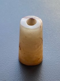 中古勒子，和田玉籽料管珠，白玉，天然纹理独特