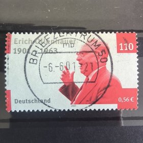 BRD103德国邮票2001年名人人物 德国政治家 社会民主党主席 埃里希·奥伦豪尔诞辰100周年 外国邮票 信销 1全 邮戳随机
