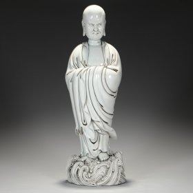 瓷佛：旧藏 德化窑象牙白釉达摩站立像 尺寸：高60.5公分 长20.5公分