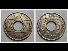 英属西非1934年1/10便士硬币 镍币 BU品全新 