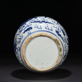 清末青花狮子滚绣球罐 18*15厘米