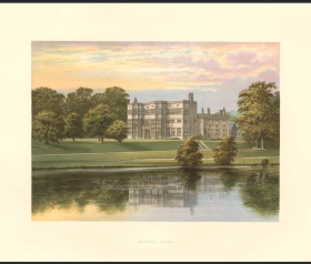 1882年英国原版彩色石印版画阿斯特利庄园