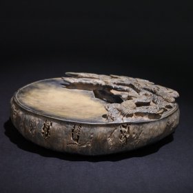 旧藏端砚“松春万古 鹤寿千年”款:蔡启僔