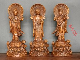 黄杨木三圣佛一套，保存完好品相一流。