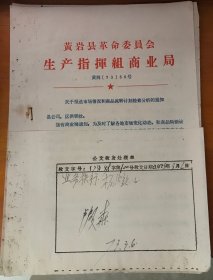 老文件通知1973年浙江台州黄岩县生产指挥组商业局（关于报送市场情况和商品流转计划检查分析的通知）