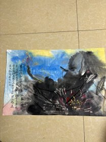 师承杨建侯 吴国亭等三位教授老画家姬颜和国画 约3平尺  终身保真 30