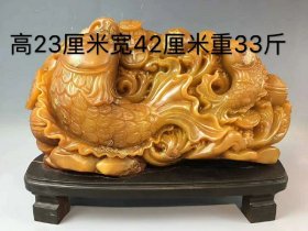 大型寿山石金玉满堂摆件，重33斤。
纯手工雕刻，造型独特，保存完整，细节如图