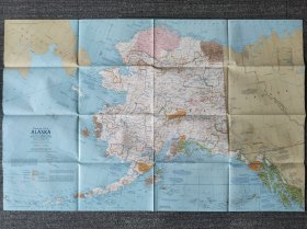 National Geographic国家地理杂志系列之1978年1月 Close-up:U.S.A.14 Alaska 阿拉斯加地图 塑料版