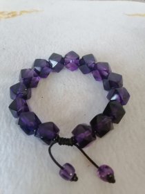旧藏 紫水晶八棱手串 稀有精品葡萄紫 尺寸1.3x1.2