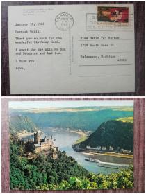 外国明信片，德国原版实寄，山水建筑风光。品如图！