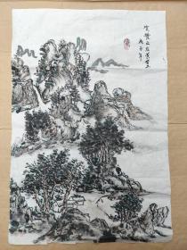 国礼画家，国画大师黄宾虹外孙。黄努卫 山水（尺寸68×46cm）