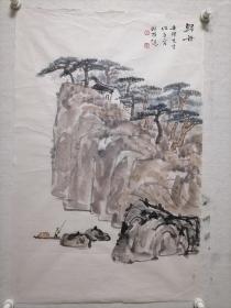 归舟  国画山水 44cmx68cm