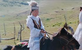 九十年代佚名摄影家拍摄《人像摄影系列•骑马的少数民族女子》大尺寸原版彩色照片1张