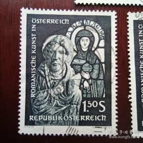 oxl0212奥地利邮票1964年邮票 罗马艺术教堂雕塑窗玻璃绘画 雕刻版 1全 销 邮戳随机
