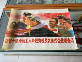 动员全党 全国工人阶级为普及大庆式企业而奋斗！2开年画宣传画！1977年辽宁人民出版社！