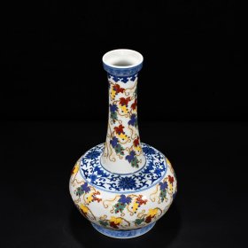 清雍正粉彩描金多子葡萄纹赏瓶 32*19厘米