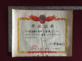 1957年安徽南陵县东河小学毕业证书，尺寸品相如图，150包邮。