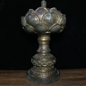 纯铜大莲花灯炉 收藏佳品