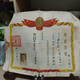 1955年荣成县第四区毕业证书