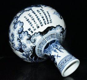 明宣德赏赐郑和青花人物故事天球瓶一对【43.5×34cm】