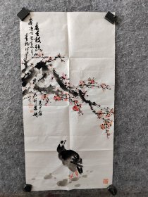 青扬老师写意梅花八哥，青扬，书画世家，师从著名大写意画家一僧， 从事国画创作30多年，作品多次参加省市书画大赛并获奖。现为河北省美协会员， 擅长花鸟创作，画风清新淡雅。