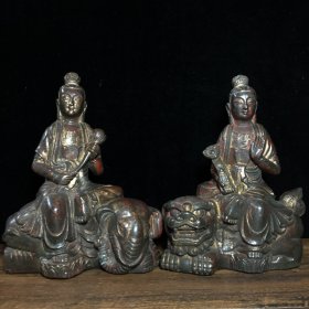 纯铜文殊普贤佛像摆件 收藏佳品