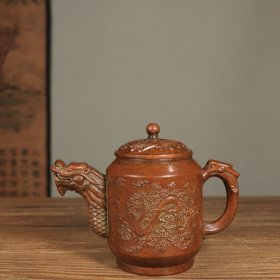 铜大号龙凤壶 龙头壶 摆件，品相如图 规格约：耳距15厘米 口径6.2厘米 高11.5厘米 重约：720克