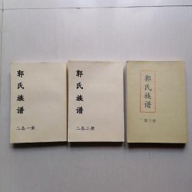 《郭氏族谱》（二卷 一、二、三册）—— 3本合售，族众分布详见图片；巨厚册