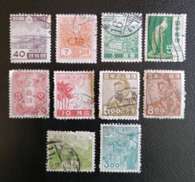 f日本邮票信销10枚合售，品相如图