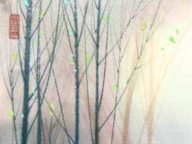 朱军山 国画山水与西方水彩的完美结合 朦胧画派 水彩国画作品 
1:《漓江春雨》尺寸：70*46cm 
2:《江南渔歌》尺寸：69.5*46cm