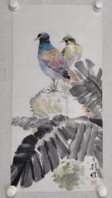 保真书画，张剑维花鸟画一幅68×33cm软片