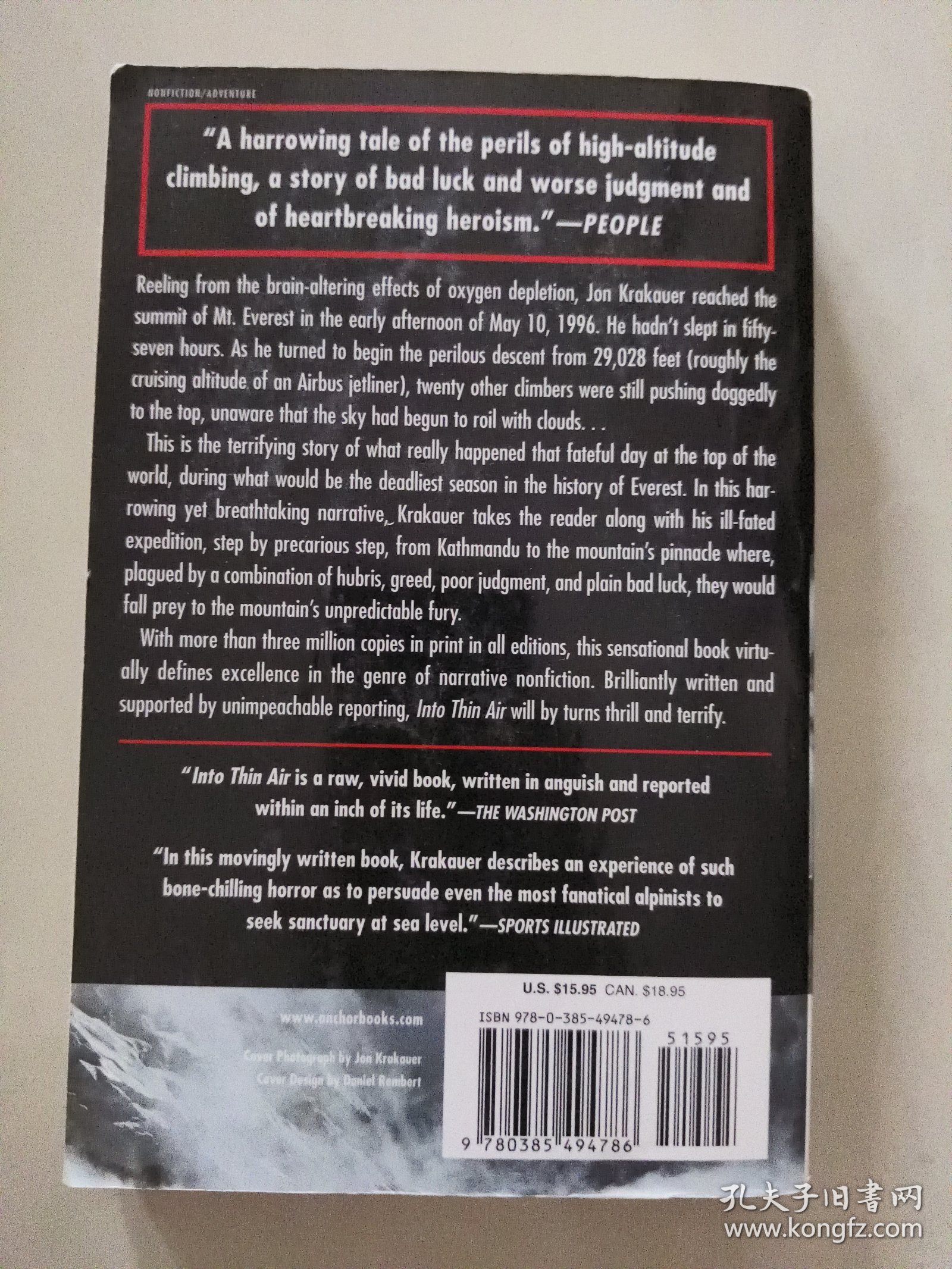 Into Thin Air：A Personal Account of the Mt. Everest Disaster