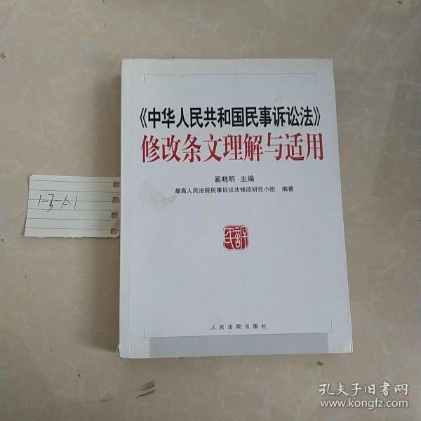 《中华人民共和国民事诉讼法》修改条文理解与适用