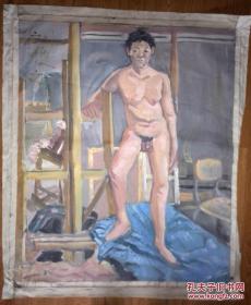 布面油画：全身裸男（120x100）