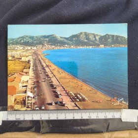 F1543外国实寄明信片法国约70年代 海边浴场海滩 书信 邮戳不清 如图