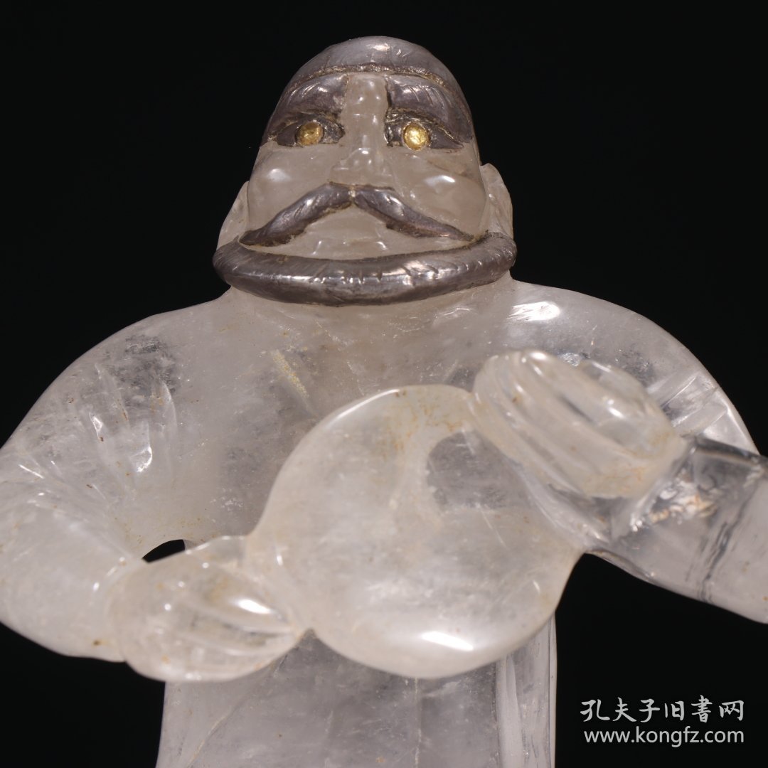 点击查看原图 清代 水晶嵌银胡人摆件