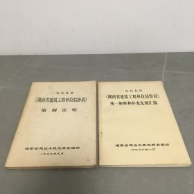 一九九九年《湖南省建筑工程单位估价表》统一解释和补充定额汇编+一九九九年《湖南省建筑工程单位估价表》编制说明 两本合售