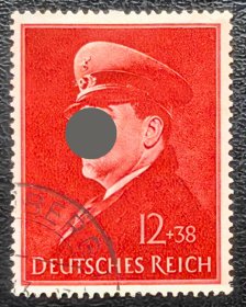 2-695德国1941年邮票，人物肖像，52岁生日。1全上品信销（背贴），二战集邮。