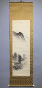 日本名家绘画：尾竹竹坡《山居图》（保真）