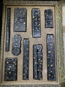 洒金油烟墨,落款:詹大有制。