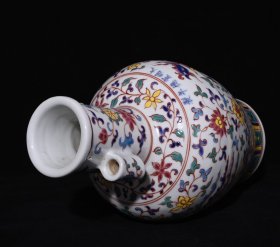 旧藏 明宣德五彩穿花凤纹贯耳瓶 高30.5×18厘米