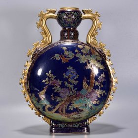 乾隆花鸟纹扁瓶41*33厘米