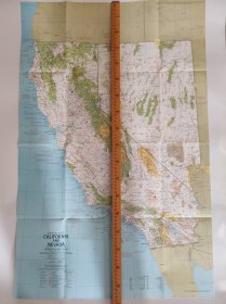 National Geographic国家地理杂志地图系列之1974年6月 Close-up:U.S.A. California and Nevada 加利福尼亚州和内华达州地图