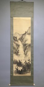 日本名家绘画：深田直城《苍松飞瀑图》（保真）