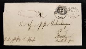 83-德国1870年实寄封，贴官方邮票1枚。奥斯纳布吕克寄LINGEN(林根)